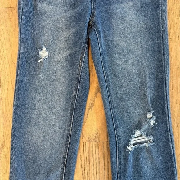 Vanilla Star Women’s Blue Distressed High Rise Button Fly Skinny Jeans Size 0/24 - Picture 3 of 11